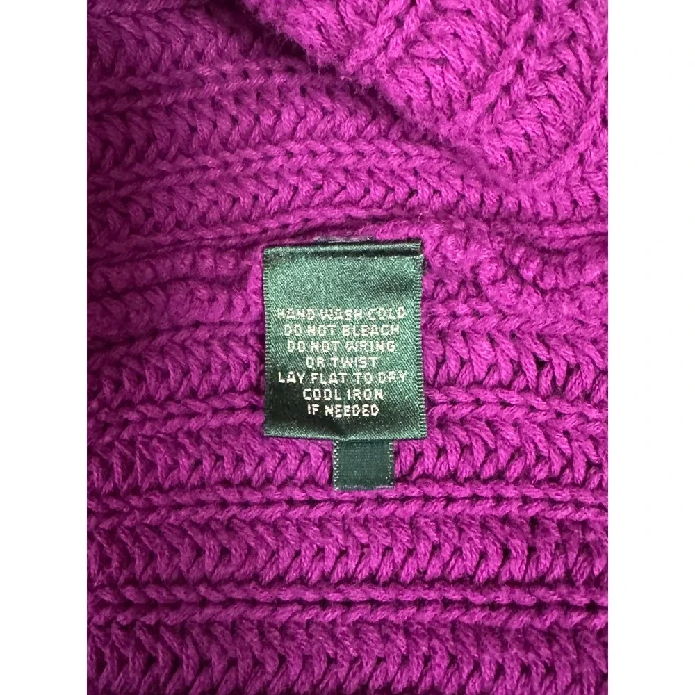 Lauren Ralph Lauren Women's L Purple‎ Cotton Knit Shawl Collar Pullover Sweater